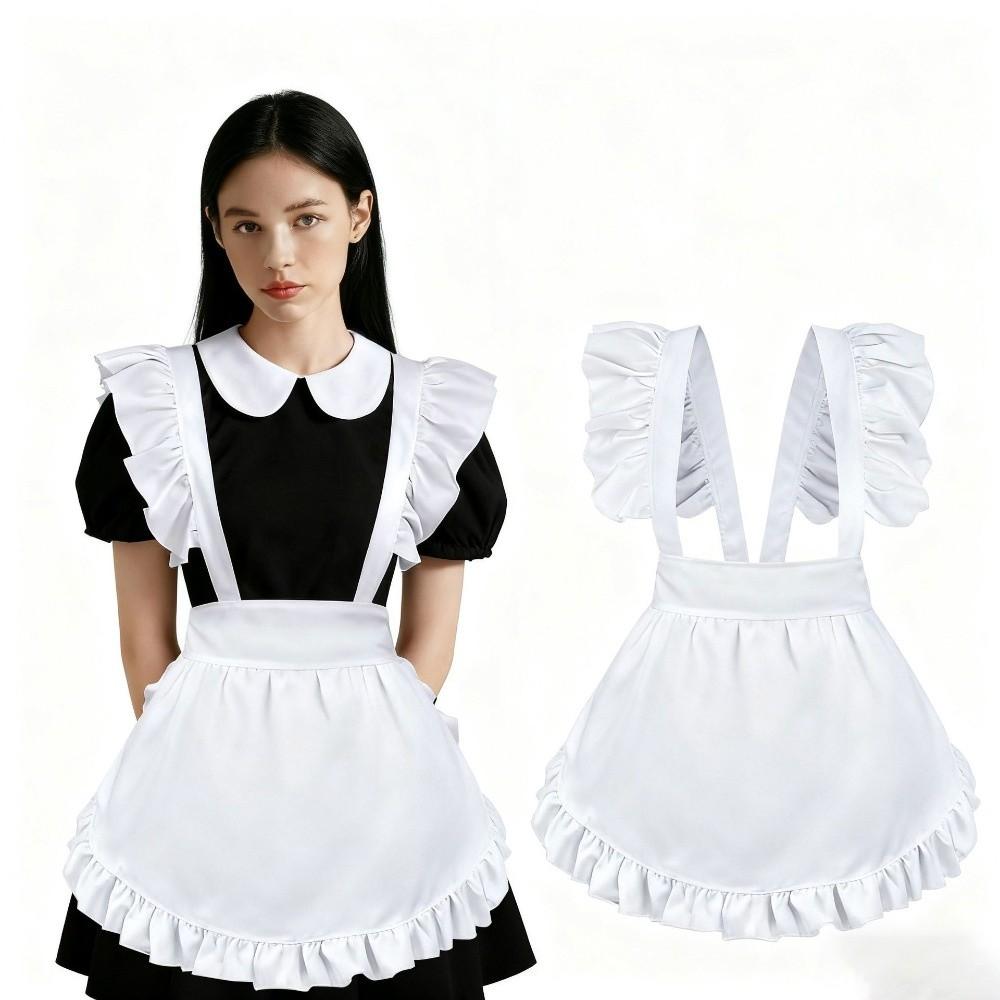 Vintage Elegant Maid Apron Breathable Ruffled Design Cosplay Apron Half Length Lightweight Waist Apron Themed Parties
