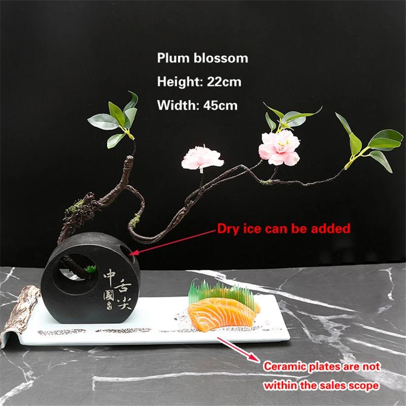 

украшение суши производитель суши отель сашими дисплей художественная концепция украшения цветы и растения креативная поза морепродуктов тарелка