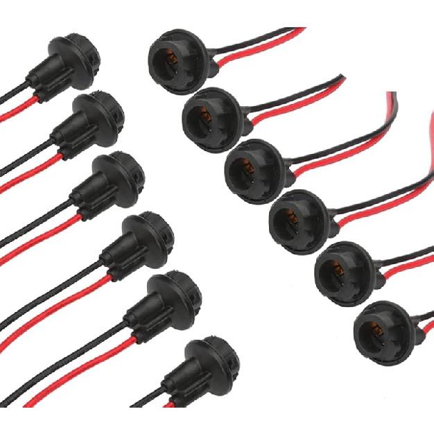 Senzeal T10 W5W 194 LED Bulbs 921 Sockets Adapter Rubber + Copper Wire 6pcs