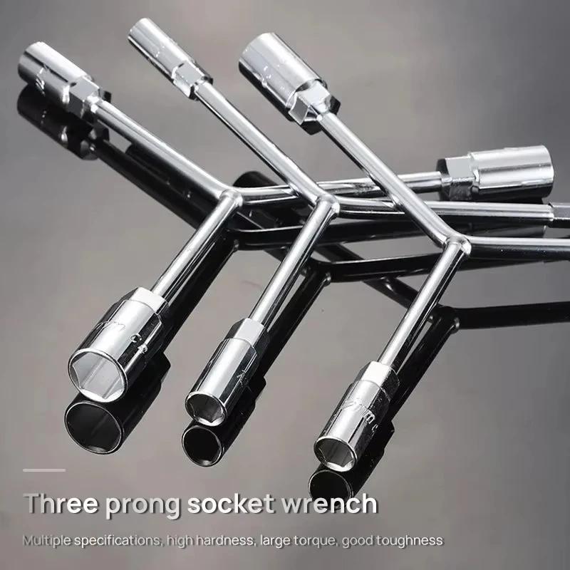 Household Triangular Socket Wrench Y-type Tri-fork Wrench Three-prong Wrench Bicycle Household Disassembly Tool Repair Tool