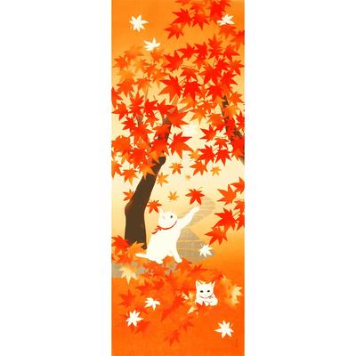 Hamamonyo Handtuch mit Herbstmotiv „Spielende Blätter“