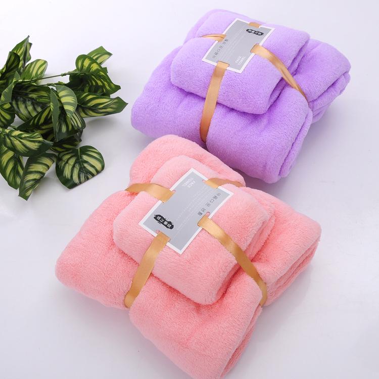 Coral Fleece Mother & Child Towel Set - Absorbent, Thickened, and Soft with Logo Gift Box