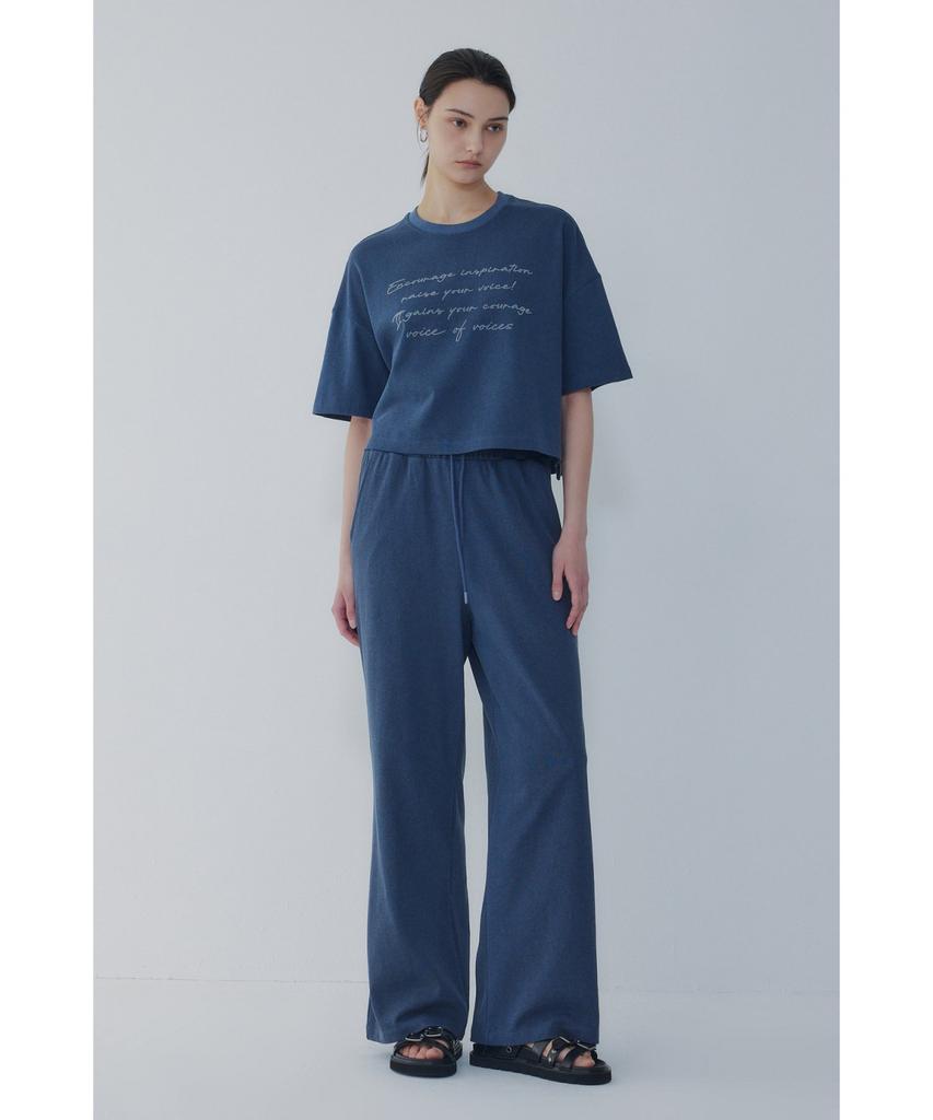 Bobeu Lettering Pigment Wide Pants_Navy 7156230012
