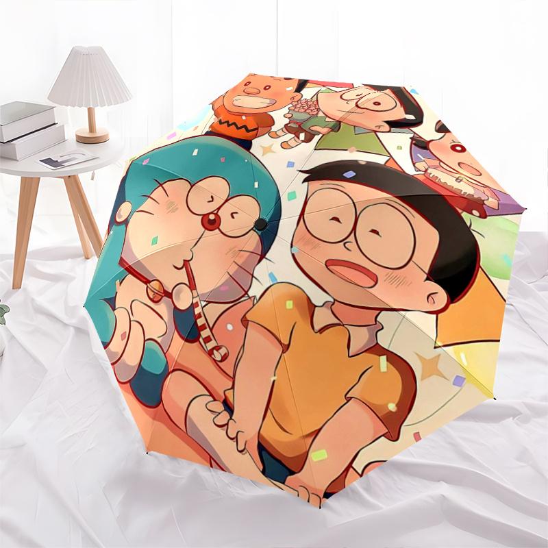 

1pc Cute Doraemon & Friends Pattern Beautiful Looking Automatic Folding Cartoon Umbrella, 3 Folding, 8 Iron Frame Design, Durable and Suitable for Tra