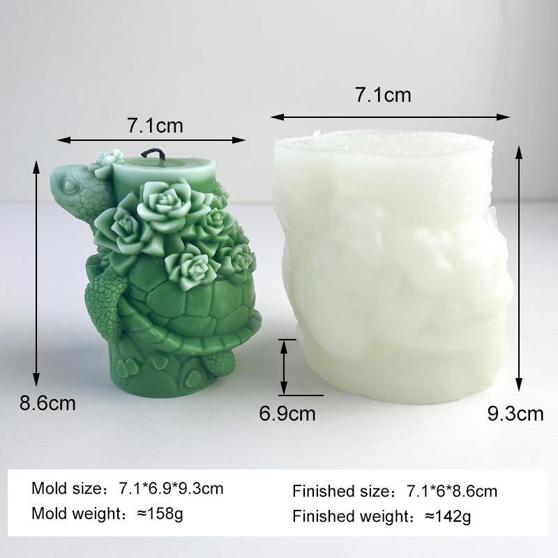 3D Tortoise Succulent Cactus Silicone Candle Mold Handmade Gift Crafts Plaster Resin Mold DIY Turtle Handmade Soap Candle Making