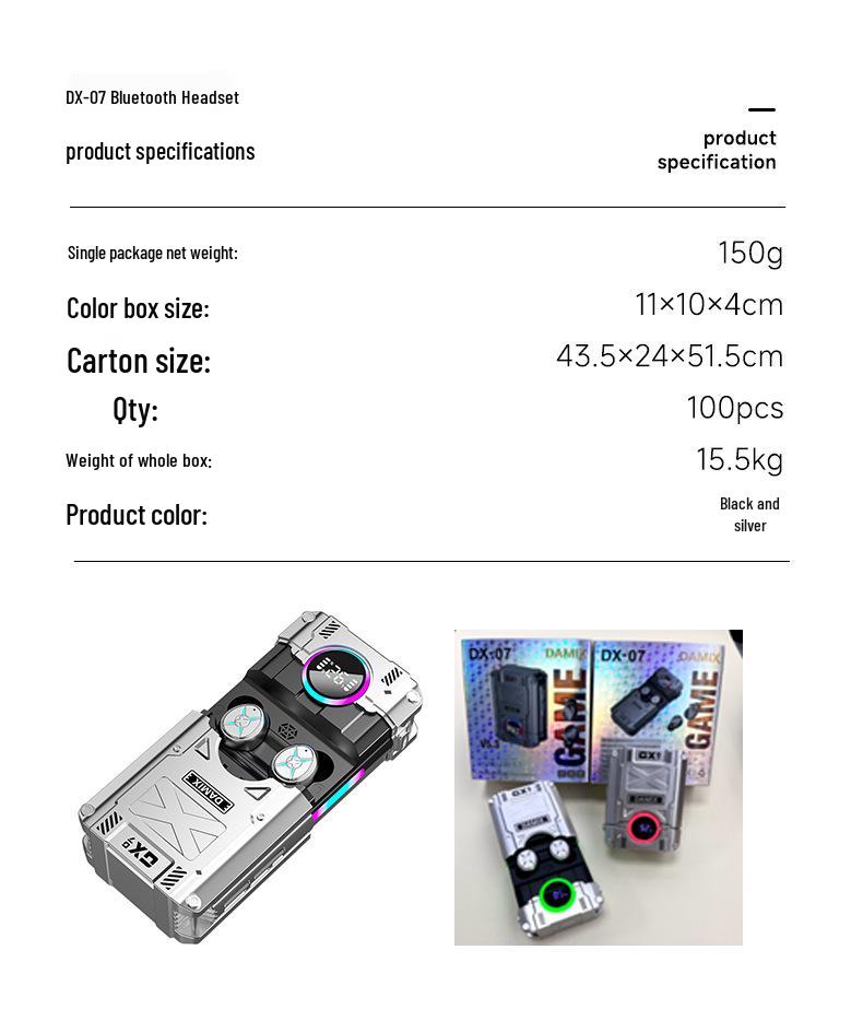 Grenzüberschreitendes DX-08/07 E-Sports TWS Drahtloses Bluetooth 5.3 Headset mit Ultralanger Akkulaufzeit