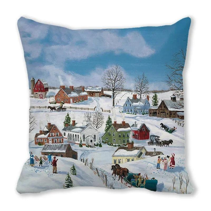 Christmas Themed Pillowcases Car Accessories Office Santa Claus Living Room Sofa Home Pillowcases