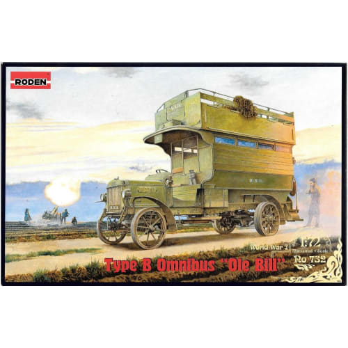 Roden 1/72 Scale WW1 British Type B Double-Decker Bus Plastic Model Kit RE72732