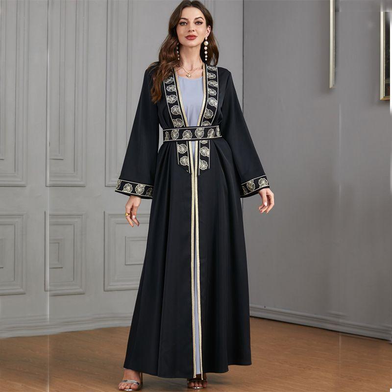 Indonesia Middle East Saudi Decal Cardigan Vest Skirt Set Robe Female Dress Dubai Dress