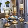 Elegantes Set aus 3 Stück goldener Glas-Kerzenhalter Kerzenhalter goldener