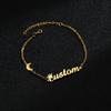Atoztide Personalized Custom Name Crown Heart Bracelet Thick Chain for Women Stainless Steel Zircon Flower Bangle Jewelry Gift 