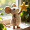 Felt Mice Statue Handmade Wool Animal Sculpture Miniature Figurine Star Ornament Giftable