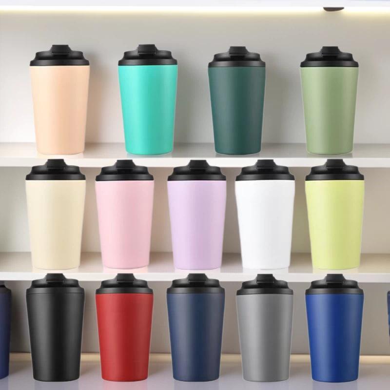 12oz Mehrfarbige Isolierte Edelstahl-Kaffeetasse mit Direkttrinkdeckel