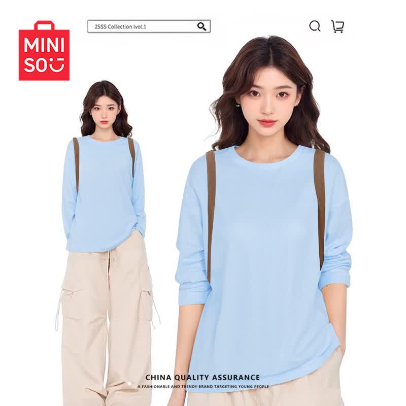MINISO Women's Pure Cotton Long Sleeve T-Shirt