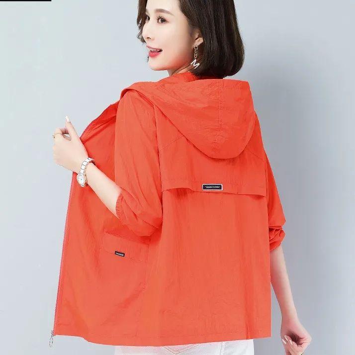 Cappotto Estivo da Donna Taglia Grande Giacca con Cappuccio Larga da Donna Giacca a Vento Top