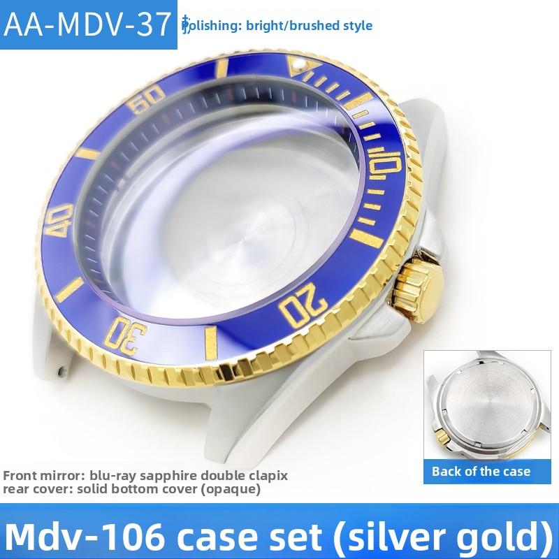 MDV106 Metal Case Film Bezel Bumper Armor For Casio MDV-106 Stainless Steel Crown Caseback Sapphire Glass Men Watch Accessories