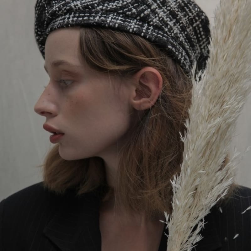 poesiedame tweed beret_black and white