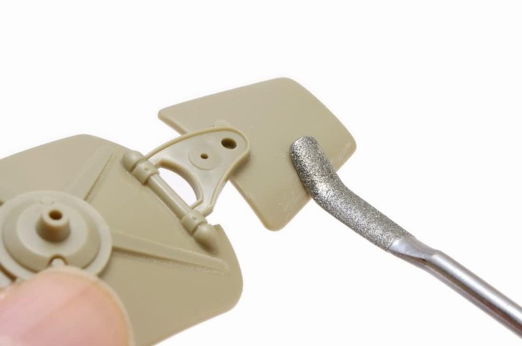 Wave Hobby Tool Series HG Special Shape Diamond Plastic Model Red File, Half-Round/Bent Tip, Tool, HT-672, Grip