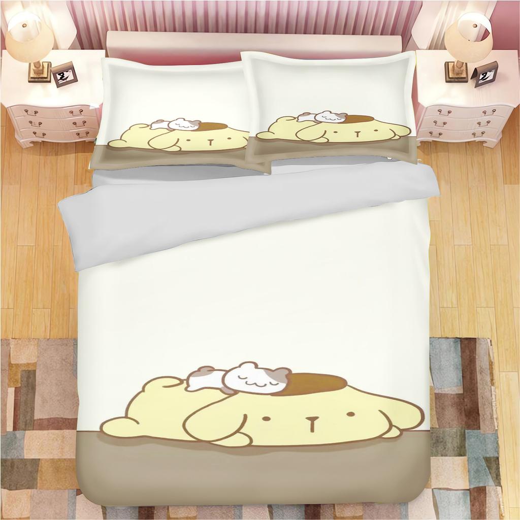 MINISO Pompompurin Dog Quilt Cover Children Cartoon Duvet Animation Printed Comforter Polyester Bedding Twin Size Gift