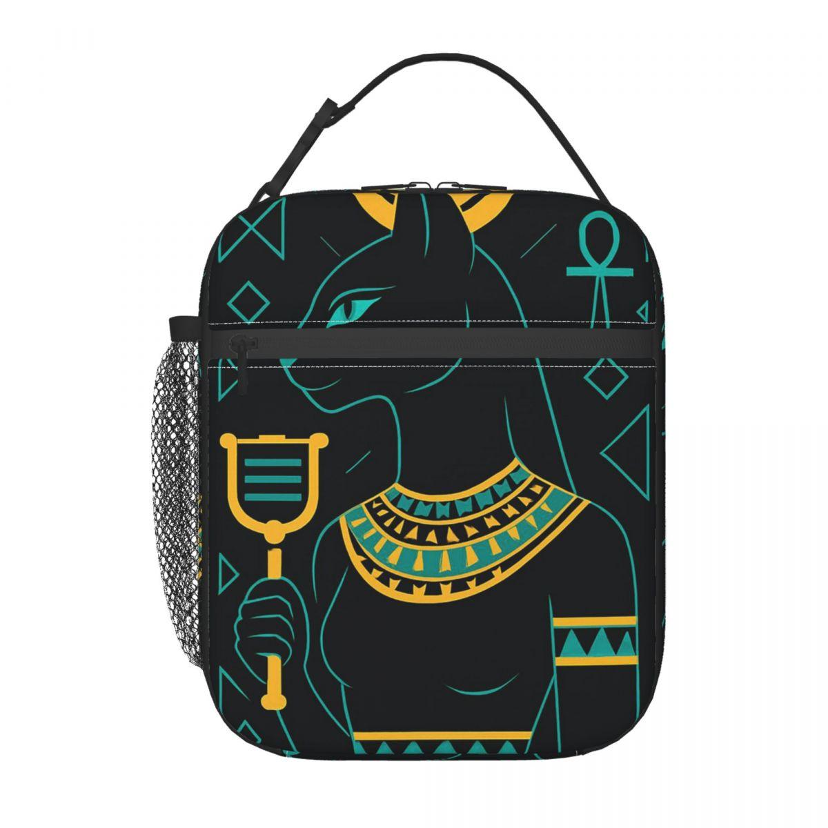 

Egyptian Cat Pattern Insulated Lunch Bag for Kids School Cooler Thermal Food Box Tote Portable Lunch Boxes Container One Size