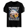 IM PIBBLE LAVA LA MIA PANCIA Tre Cuccioli Sagoma dello Skyline di Star City Stampa con Effetto Fulmine Blu T-Shirt, Estate