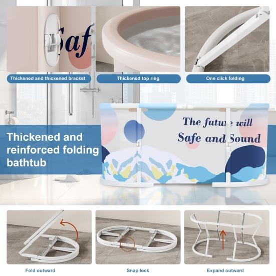 45" Stor Hopfällbar Badkar Extra Stor Hopfällbar Badkar med Plastram Fristående Omgivning Hopfällbar Badkar Familj SPA Blötläggningskar