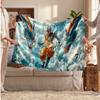 Goku Printed Flannel Blanket, Skin Friendly Warm Throw for Indoor Couch Bed Daily Use
