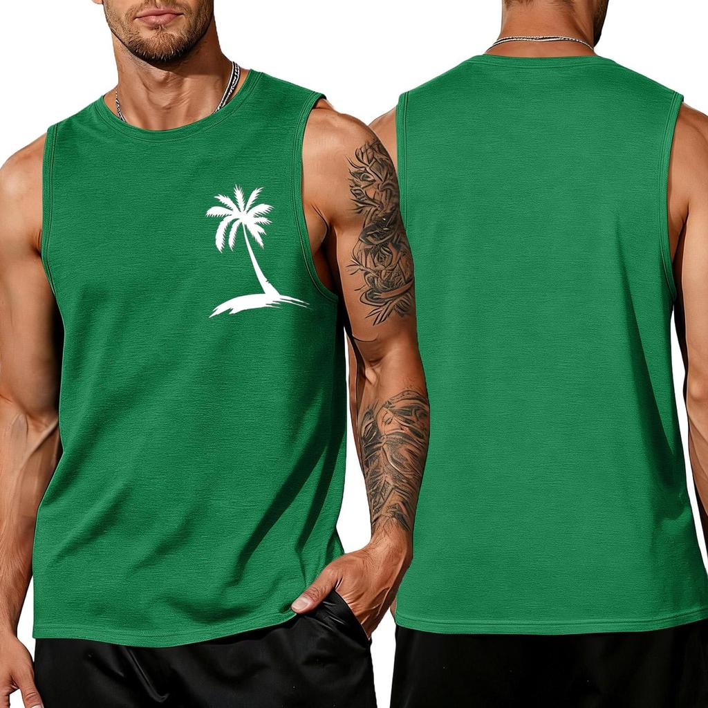 Men's Loose and Casual Hawaiian Print Sleeveless Shirt