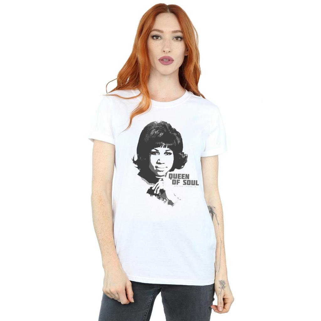 T-shirt da donna in cotone stile boyfriend Aretha Franklin Regina dell'Anima
