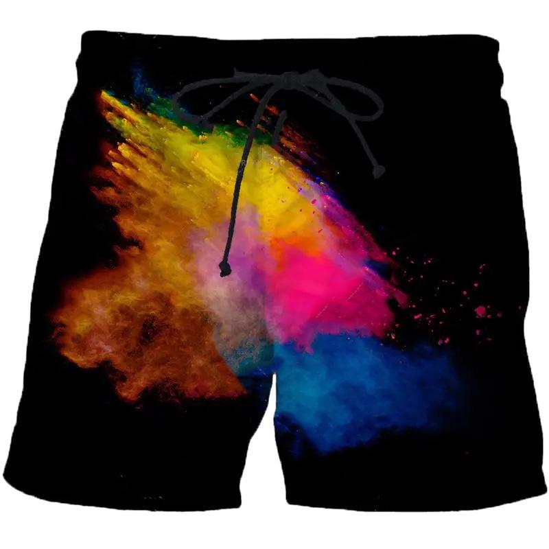 Herre Badeshorts Spraglet Tie Dye Mønster 3D Trykk Mote Hip Hop Shorts Sommer Pop Hawaiisk Badebukse Kul Surf Badebukser