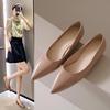 Spring 2024 Women's Pointed Toe Flats, Soft Patent Leather Slip-On Loafers with Flat Heel and Soft Sole.