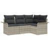 Garden Sofa Set with Cushions 4 Pcs Light Grey Poly Rattan