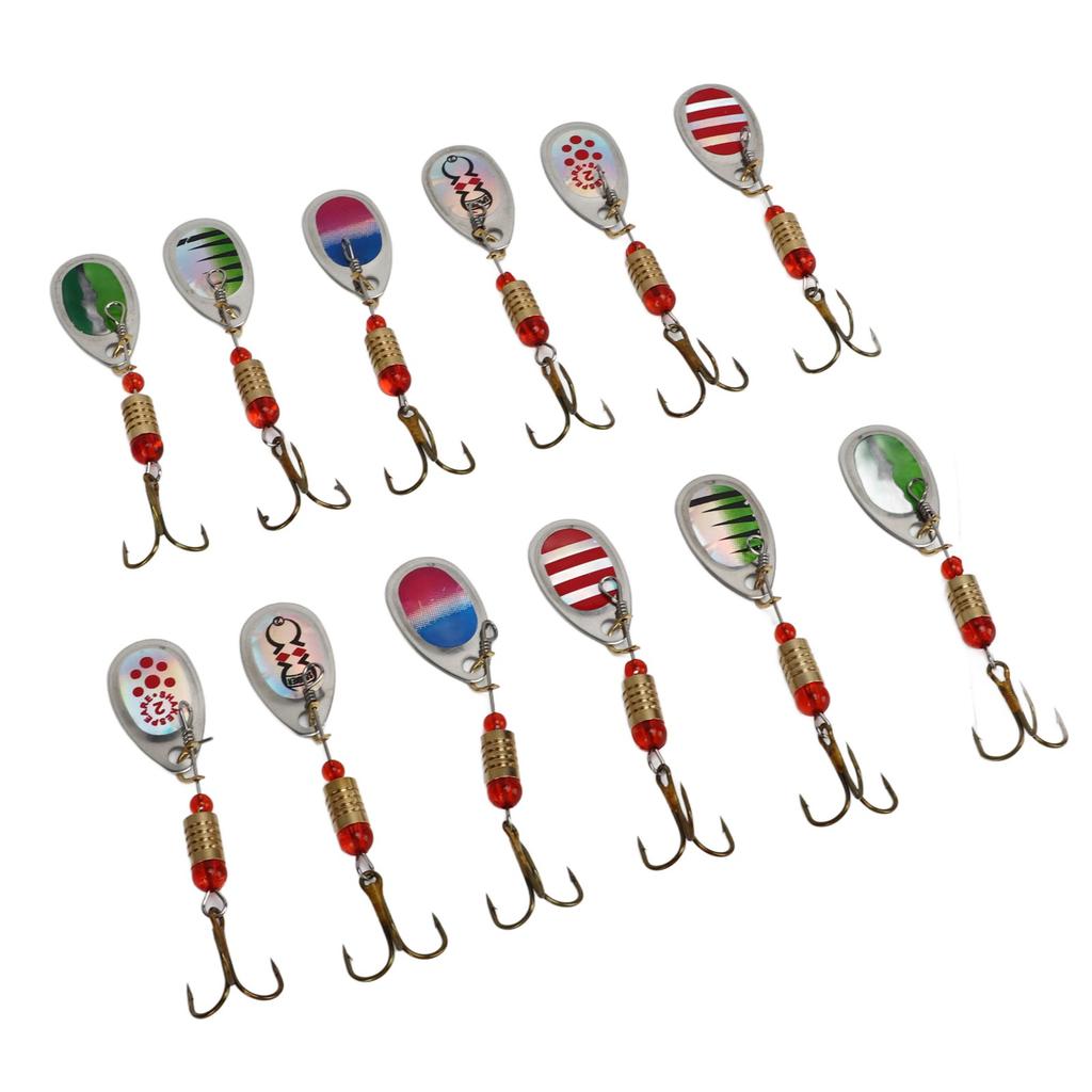 12Pcs Trout Lure Flashing Sequin Efficient Stainless Steel Bass Fishing Bait with Storage Bag