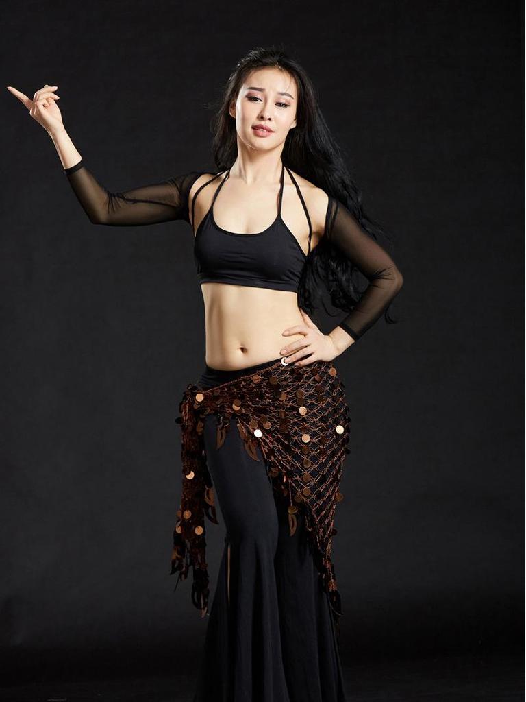 Meerjungfrau Hüfttuch & Bauchkette Bauchtanzkostüm mit Zimbeln Dreieckstuch