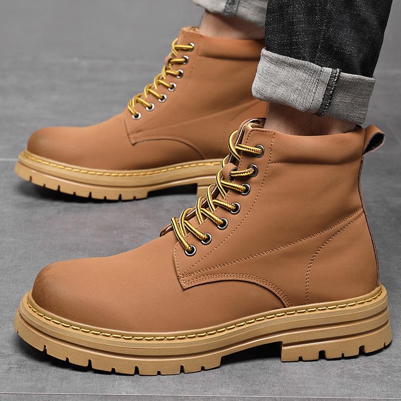 Modische Lässige Herren High-Top Lederschuhe Modischer minimalistischer Designer-Stil Täglich Büro Outdoor-Party Motorrad Erwachsenenschuhe