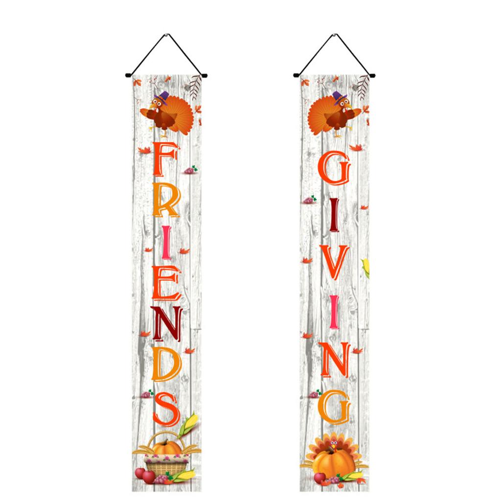 Vintage Front Door Fall Decorations Banners Rustic Yard Colorful Pumpkins Maple Leaf Porch Banners For Home Themed Party Outside