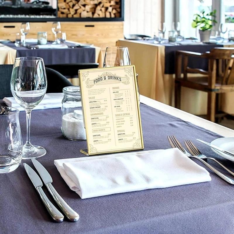 Acrylic Sign Holder Gold Frame Clear Wedding Table Number Stand Menu Recipe Cards Holder Picture Frame Photo Display