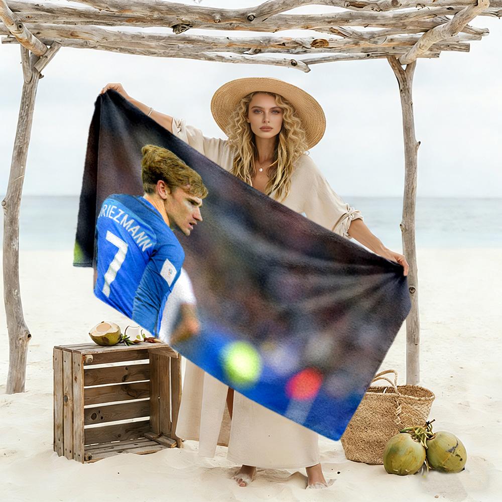 Griezmann's Jersey Beach Towel Super Soft Microfiber Quickdry Fabric Comfortable Lightweight Suitable for Swimming, Gym, Camping, Yoga Vacation