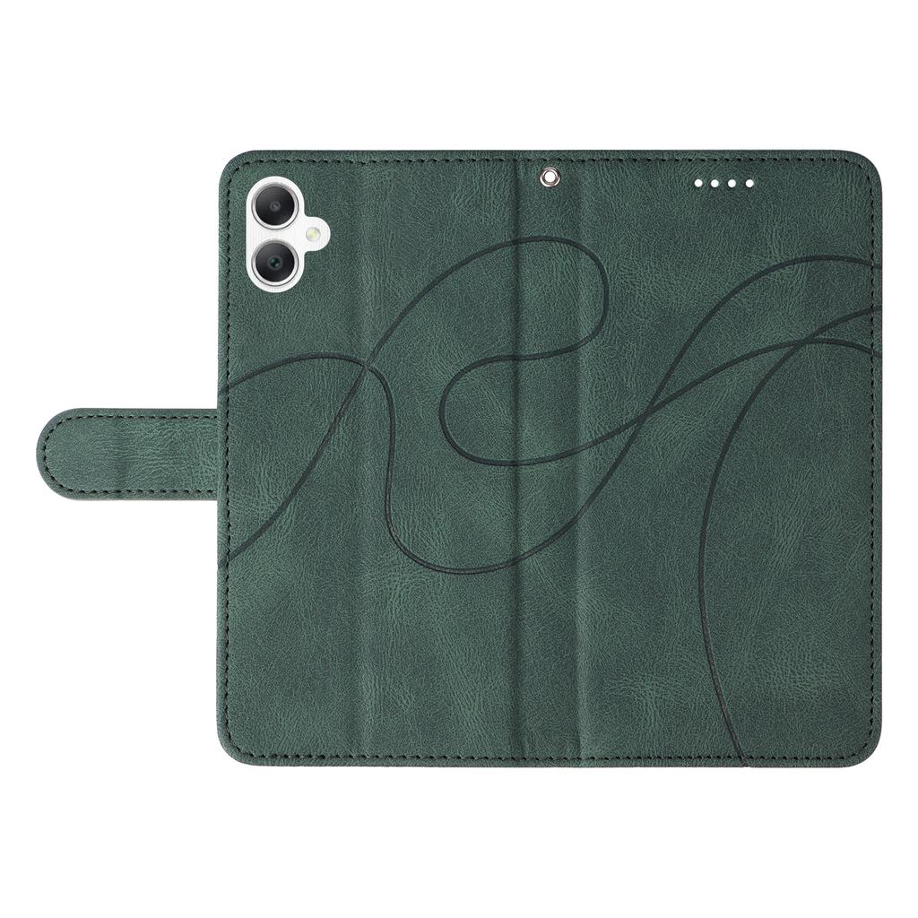 For Samsung Galaxy A07 5G/A06 4G/A06 5G Case Stand Wallet Leather Phone Cover Curved Line Wrist Strap