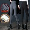 2025 Stylish Plus Size High Waist Elastic Velvet Cropped Skinny Pants - Autumn/Winter Collection