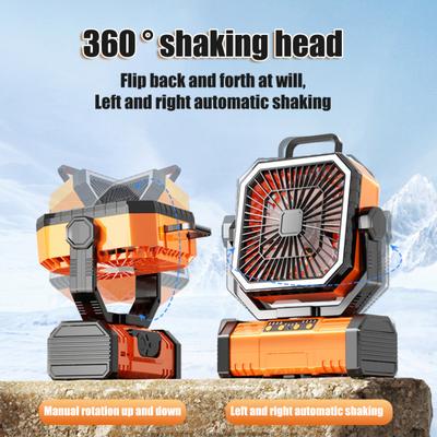 Ventilateur de Camping Extérieur Lumière Modes Vitesse Réglable Rotatif Rechargeable USB 2-en-1 Polyvalent Randonnée Tente Suspendu Ventilateur Lampe Lanterne d'Urgence