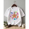 European Sizes Children's Summer Short-Sleeve T-Shirt, Cartoon Print Top for Girls, Featuring a Cute Design, Suitable for Outings and Daily