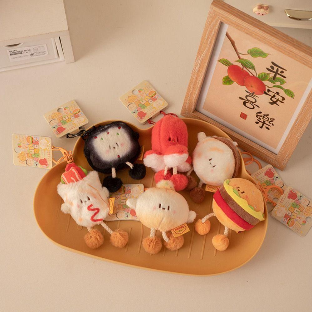 Sausage Hamburg Key Chain Drawing Feet Plush Doll Toy Mini Plush Food Pendant  Decoration