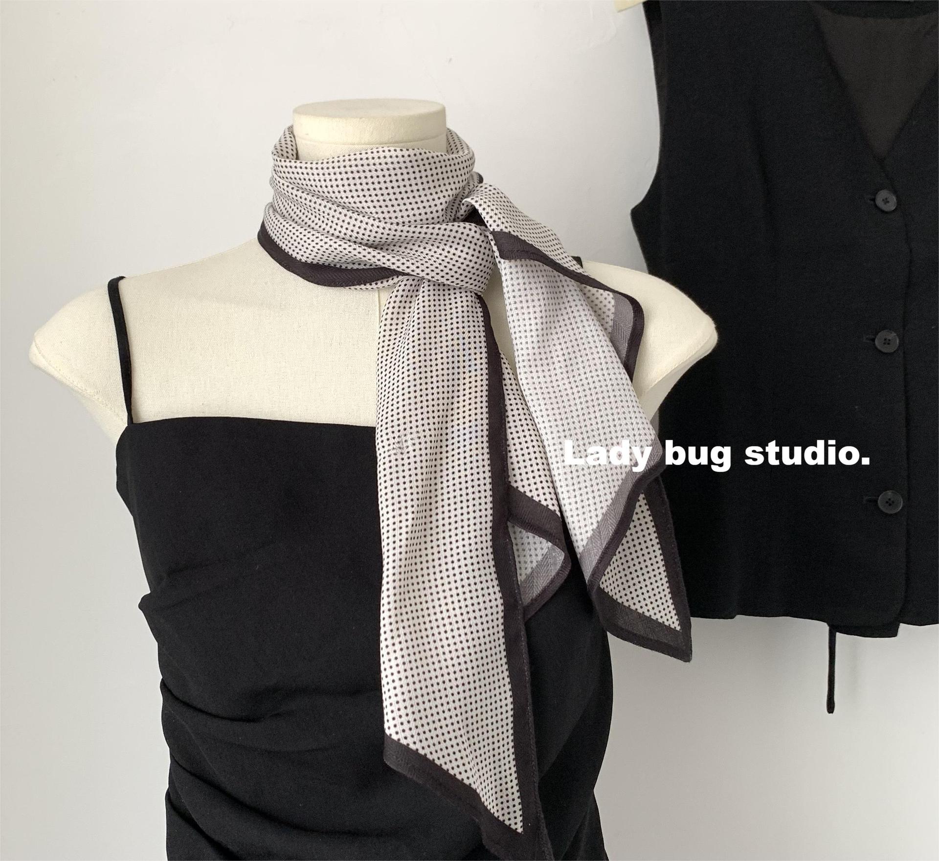 2025 new polka dot scarf women s French premium silk wool silk scarf fashion long neck scarf diamond scarf 35-115