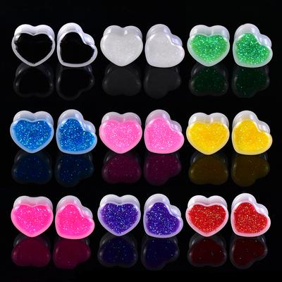 6-50mm Cute Heart Shape Ear Tunnels Plugs Acrylic Ear Expander Studs Stretching Ear Piercing Jewelry