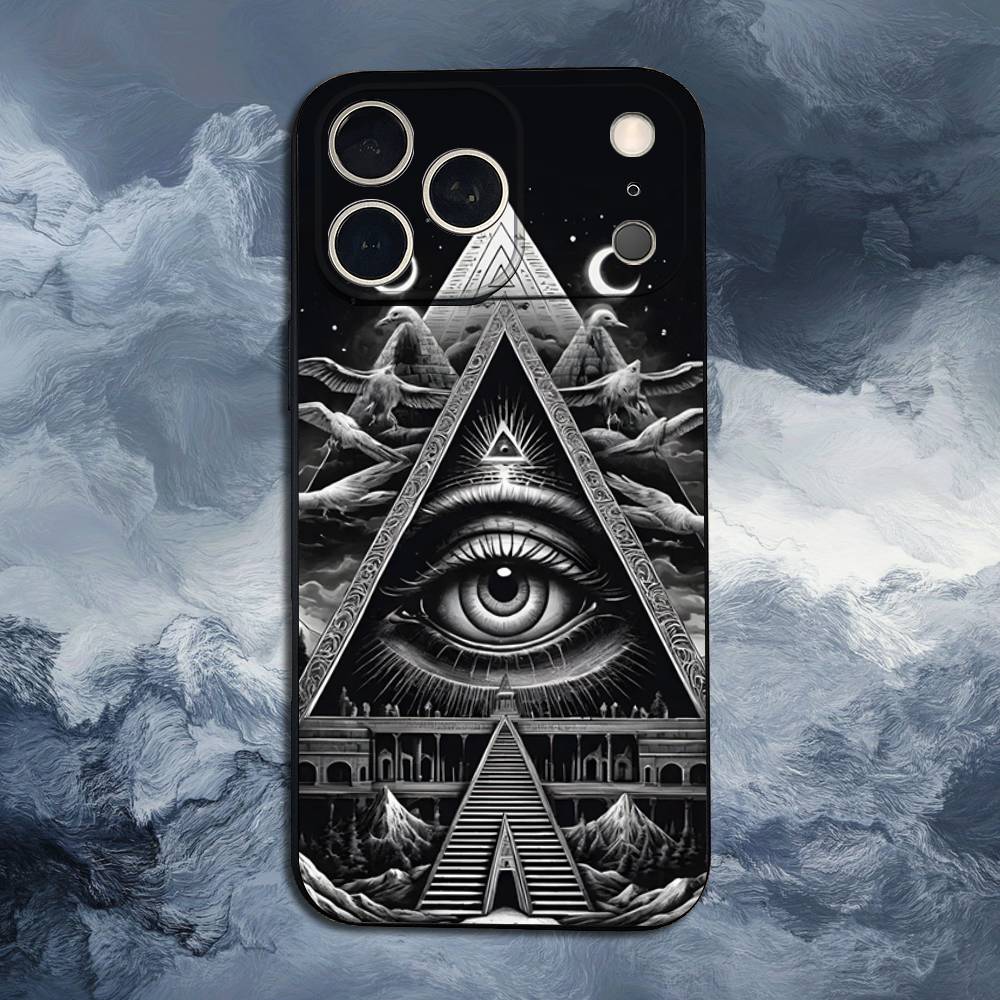 Illuminati Kunst Auge Okkult Hülle Für iPhone 15,17,16,12,14,13,11,Plus,Pro Max,XS,X,Mini,8,7,XR,SE,Weiches Silikon Schwarz