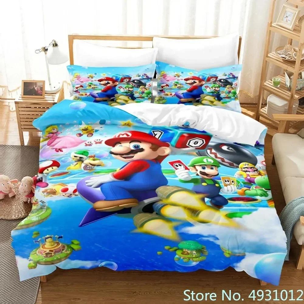 Pościel Super Mario Luigi Yoshi Toad Jumpman Anime 3D Poszewka na kołdrę Dla dziecka Dzieci Młodzież Dorosłych Tekstylia domowe Poszewka na kołdrę