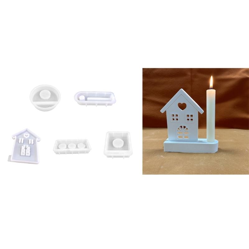 House Shape Candlestick Molds for DIY Candle Holder Gypsum Ornament