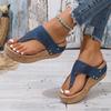 Fashion Clip Toe Wedge Heel Sandals for Women 2025 Summer Thick Bottom Beach Slippers Woman Plus Size Fashion Platform Sandalias Mujer