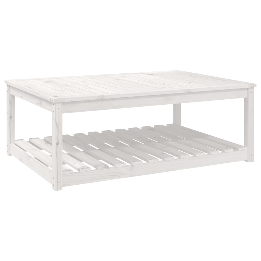 Vidaxl Garden Table, White, 121X82.5X45 Cm, Solid Pine Wood